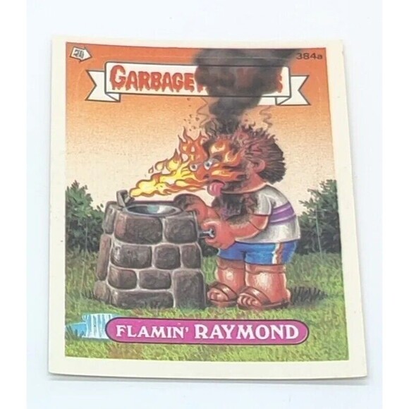 Vintage Garbage Pail Kids 384a Flamin' Raymond ERROR! 1987 Card White Square On - Picture 2 of 3